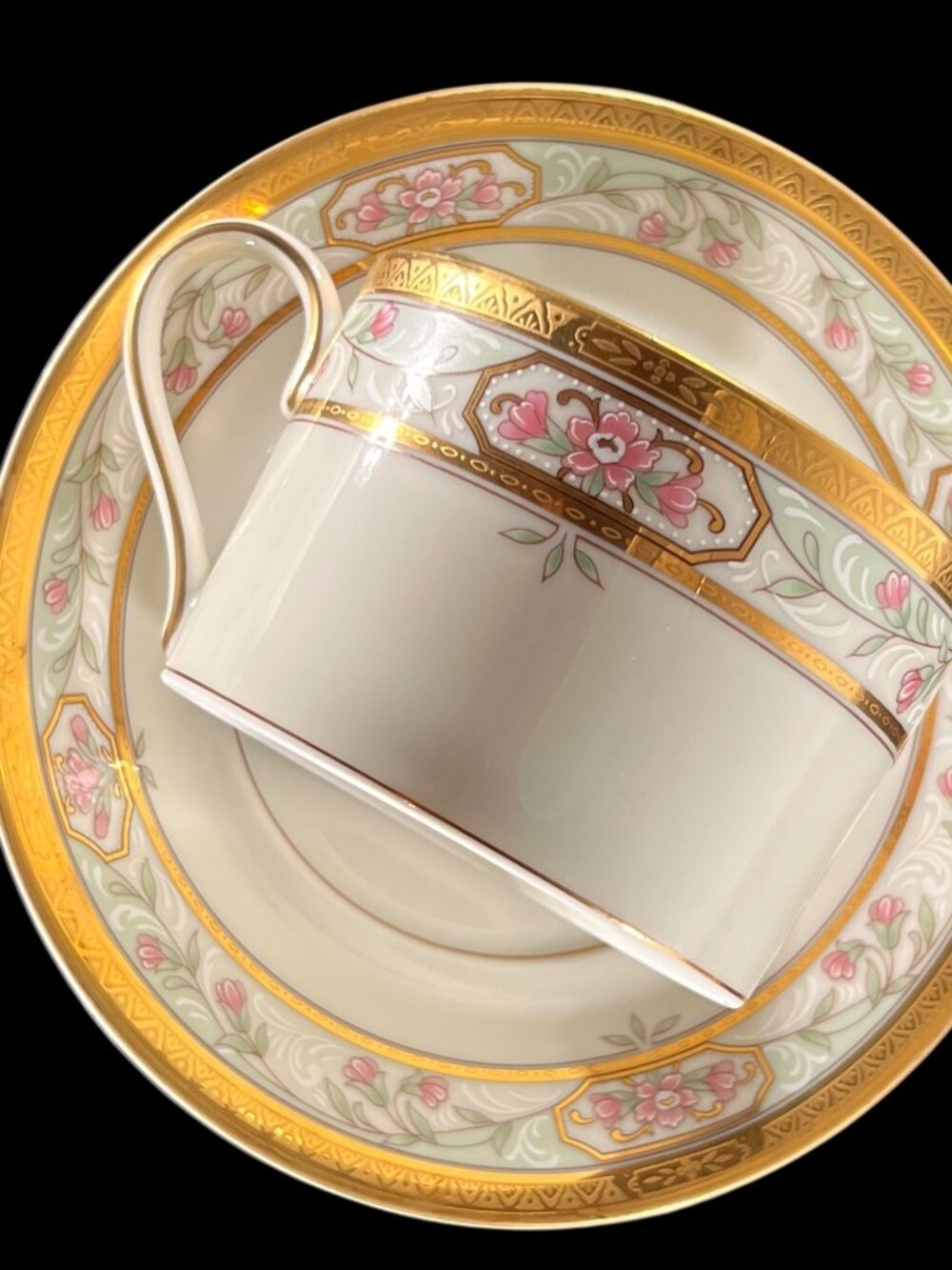 Vtg Mikasa Merrick Cup and Saucer Set Of 2 L5517 Floral Gold Trim Japan